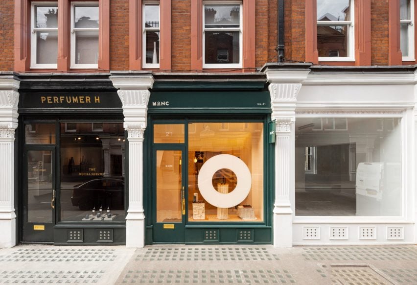 Exterior of MONC eyewear store in Marylebone, London