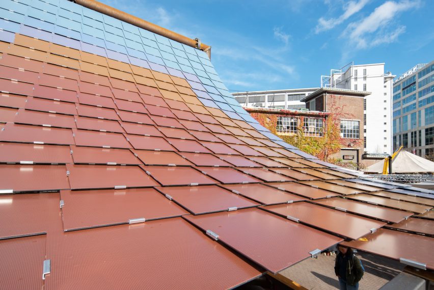 Solar Pavilion is a canopy topped with 380 colourful solar panels