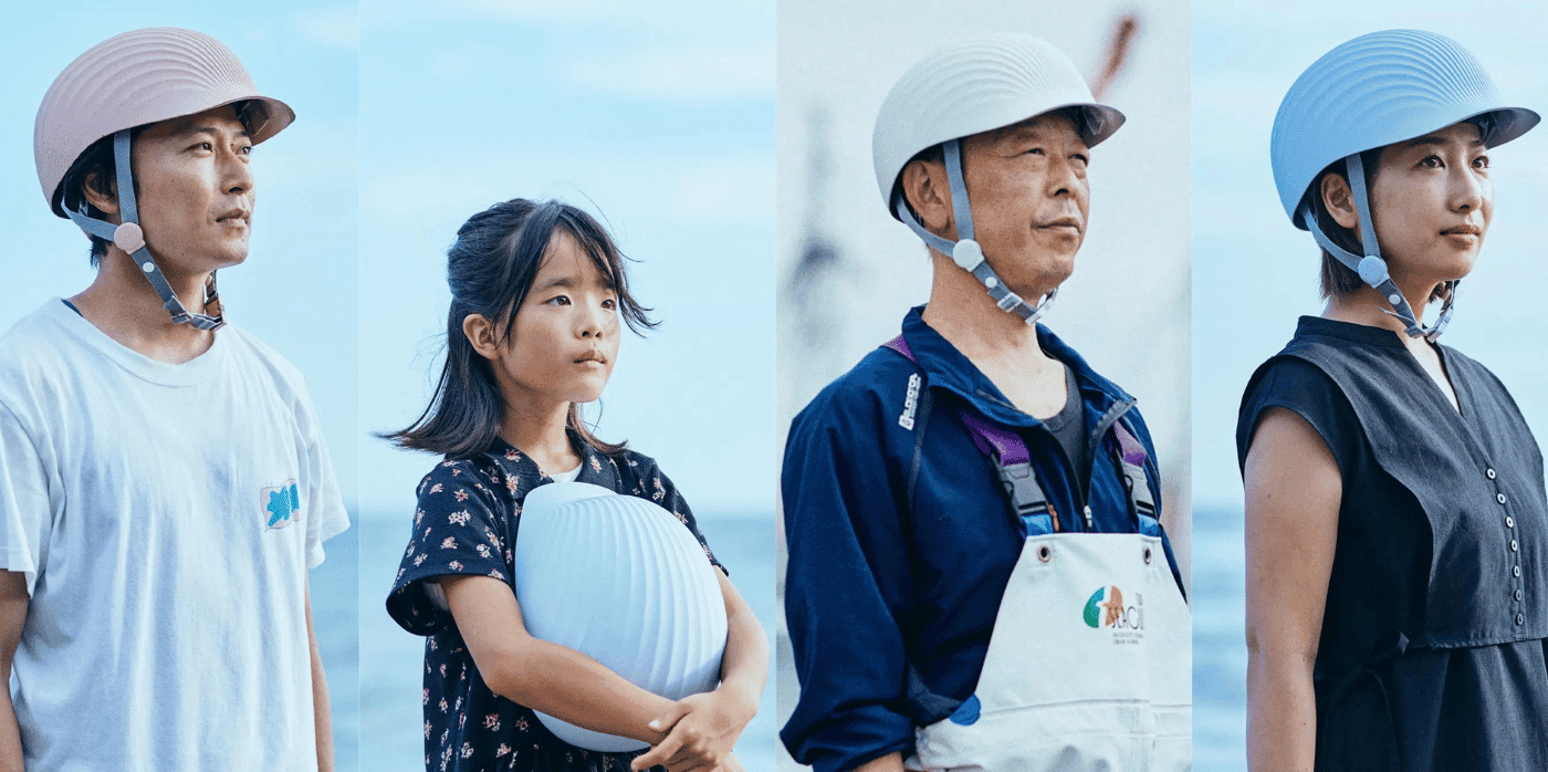 An eco-friendly helmet made from waste scallop shells