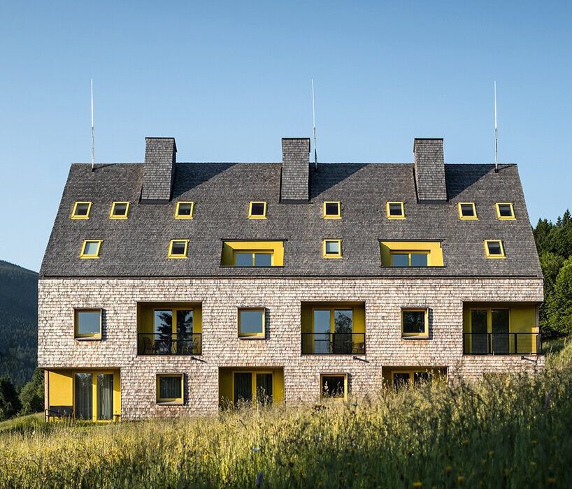 colored glass mosaics adorn ‘apartments filipovice’ in czechia