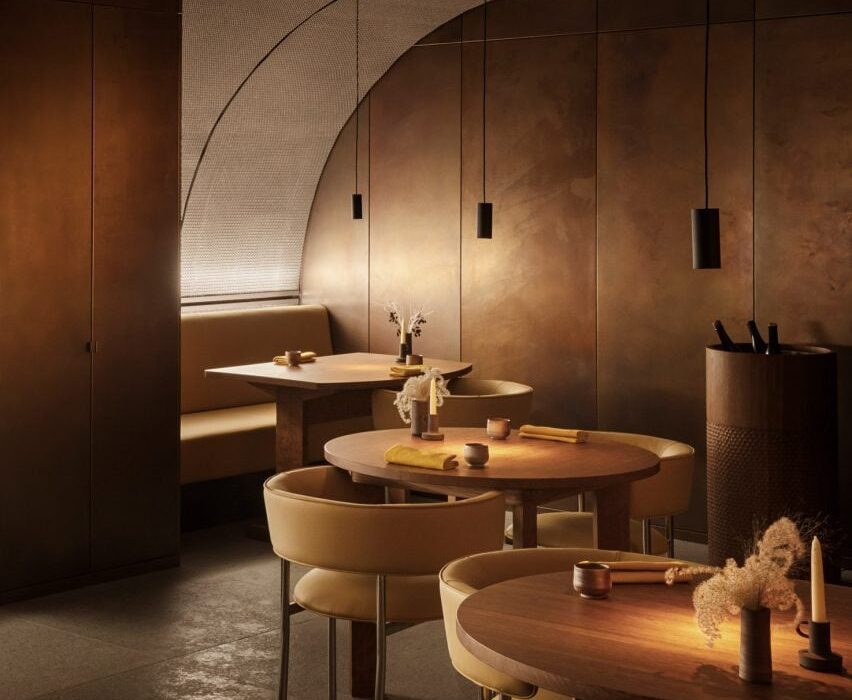 Dezeen Pinterest roundup features eight warm restaurant interiors