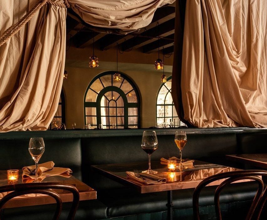 Lovers Unite wraps Bar Chelou in Pasadena with expressive drapery