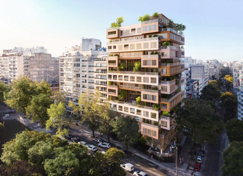 MVRDV designs “stack of country villas” for Montevideo housing block