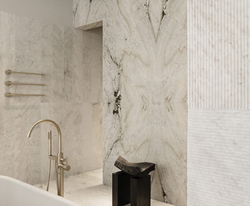 Ten bathrooms where marble lines the walls