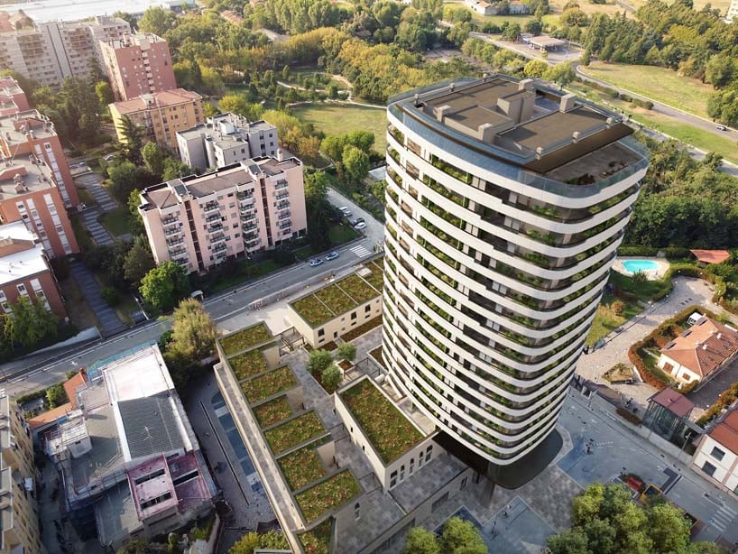 white ring loggias envelop the restored torre antonini in milan