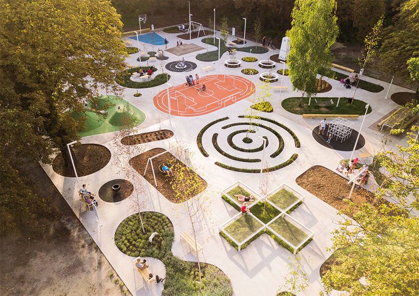 SLAS architekci’s public park is a collage of playful shapes