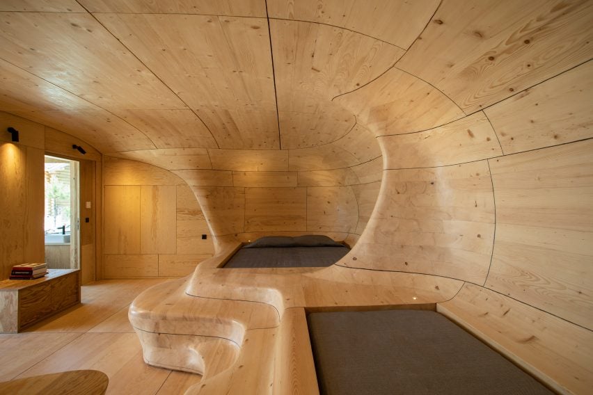 Ten built-in beds that are embedded into the fabric of the building