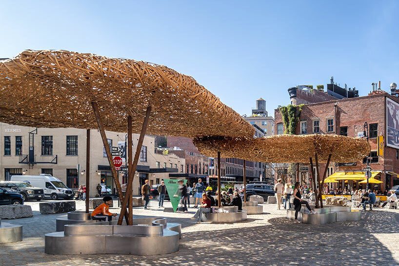 llLab weaves ‘bamboo cloud’ pavilion to float over lower manhattan