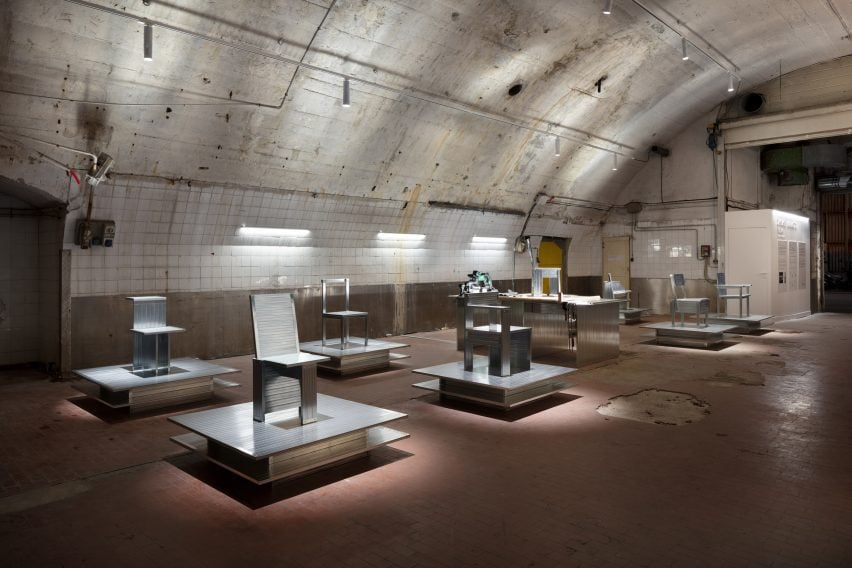 Daisuke Yamamoto presents recycled steel chairs under Milan railway arch