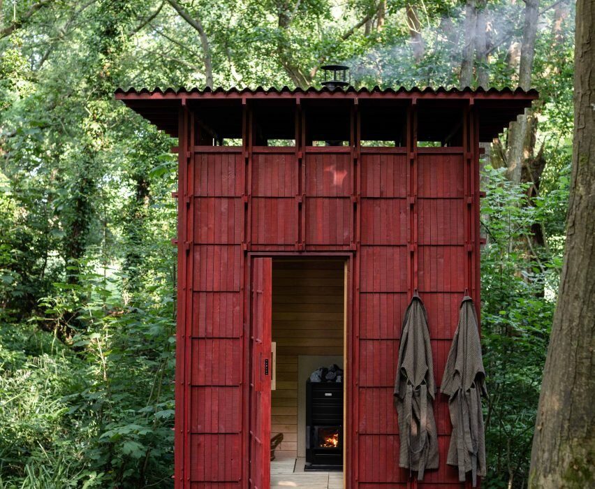 Built Works creates Drying Shed sauna in East Sussex woodland