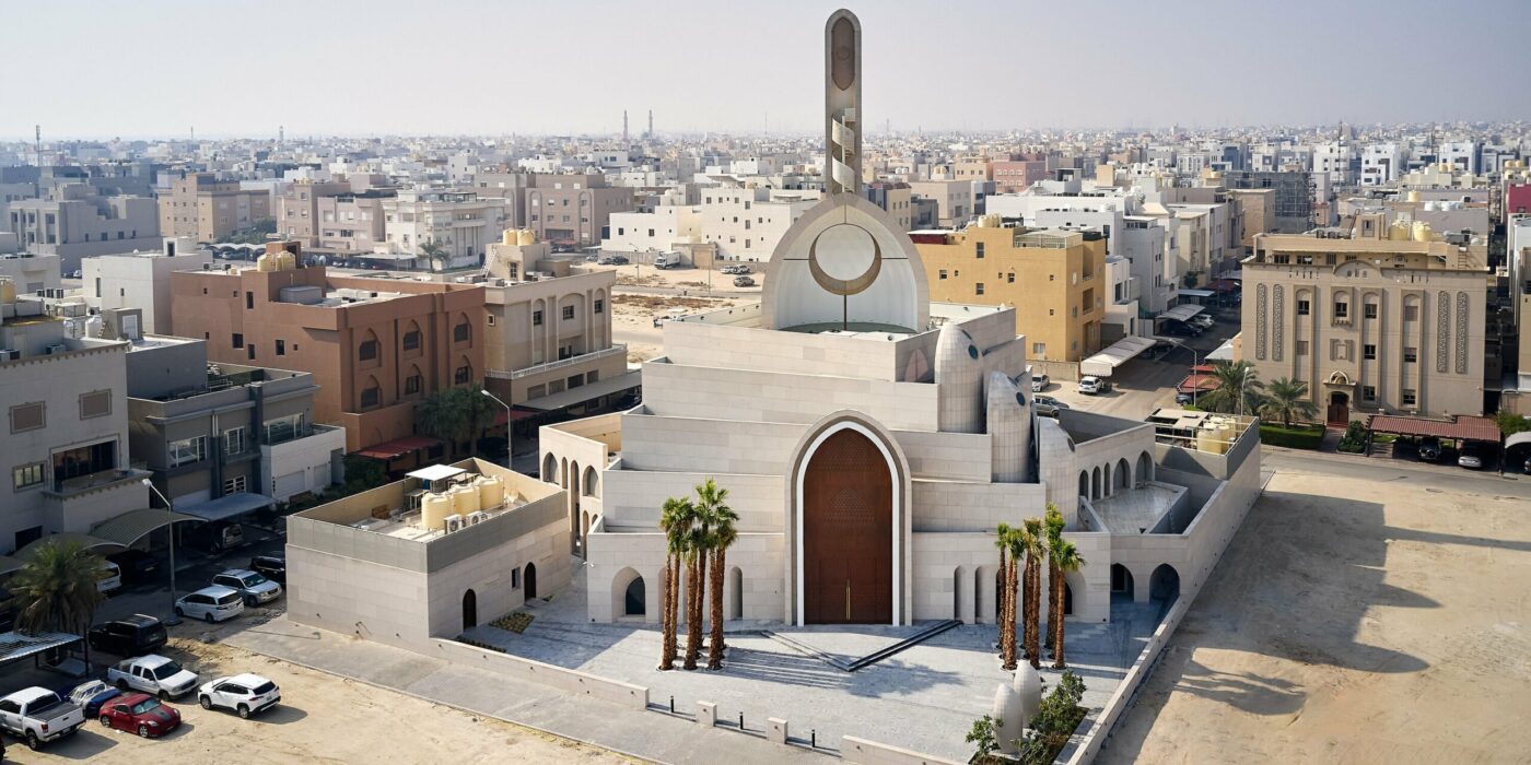 stacked volumes & half domes shape babnimnim’s kuwait mosque