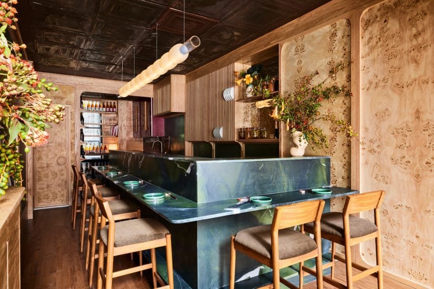 Bird feathers inform Bar Miller interior by Polonsky & Friends