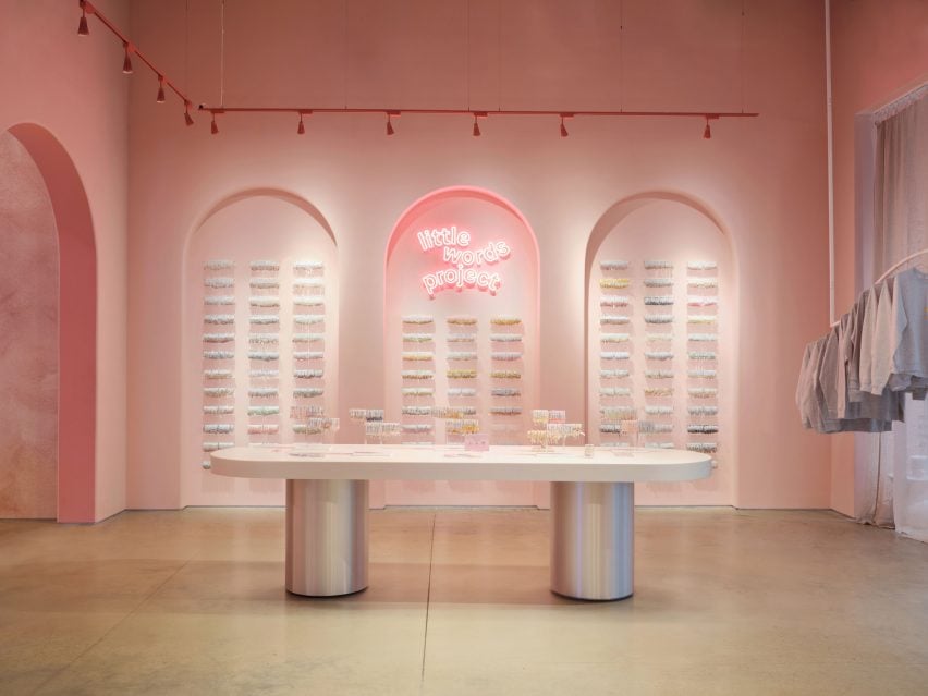 Gharib Studio outfits Austin jewellery store with pink walls and arches